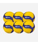 Mikasa Volleyball V200W yellow/royal Swiss Volley 6-Pack